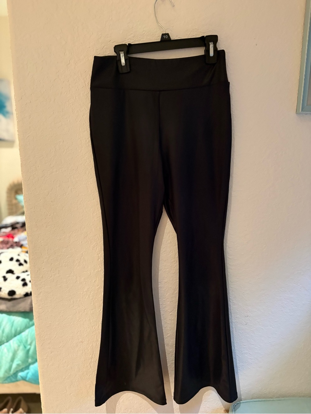 Women's Black Flared Faux Leather Pants